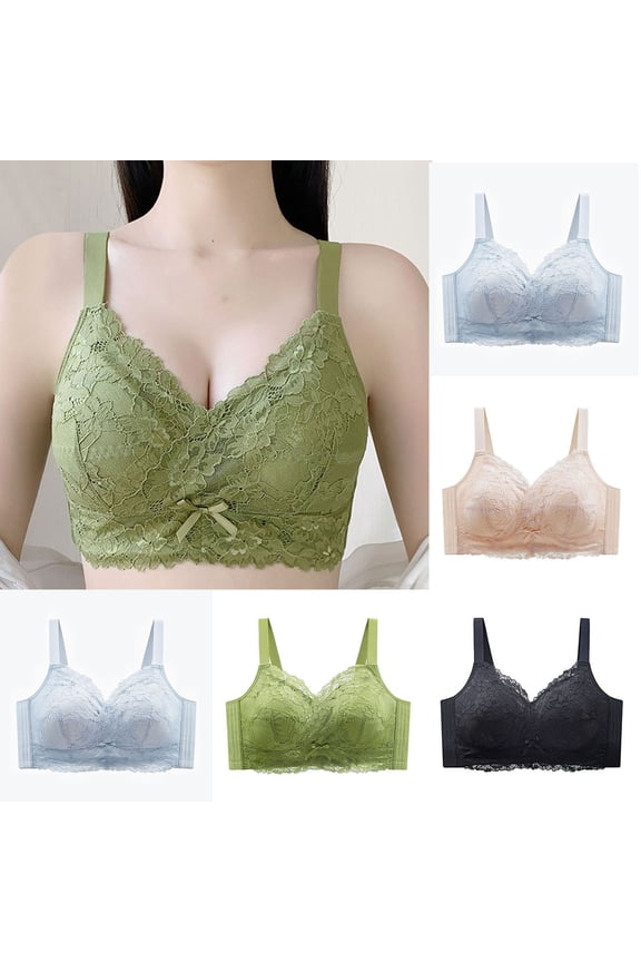 Women Solid Wireless Open Back Bra Lift Back Support Bra
