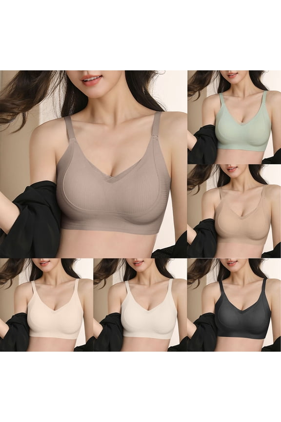 Women Solid Wireless Open Back Bra Lift Back Support Bra