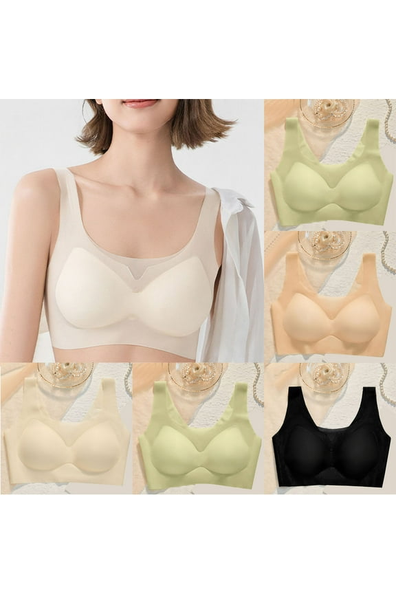 Women Solid Wireless Open Back Bra Lift Back Support Bra