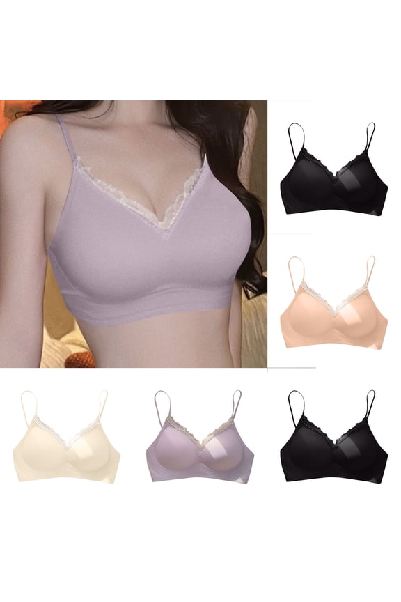 Women Solid Wireless Open Back Bra Lift Back Support Bra