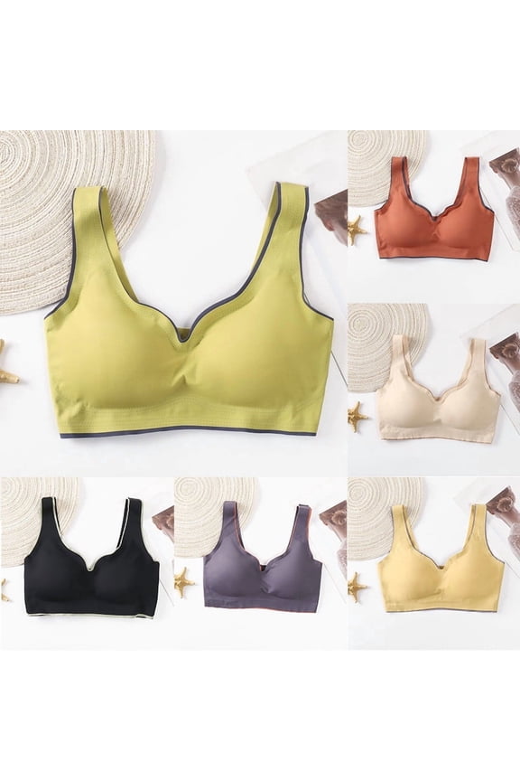 Women Solid Wireless Open Back Bra Lift Back Support Bra