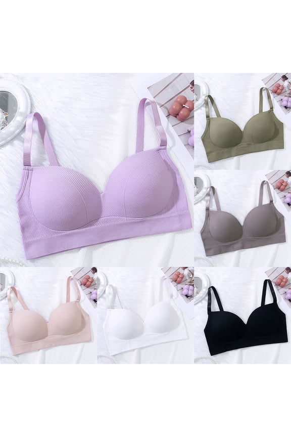 Women Solid Wireless Open Back Bra Lift Back Support Bra