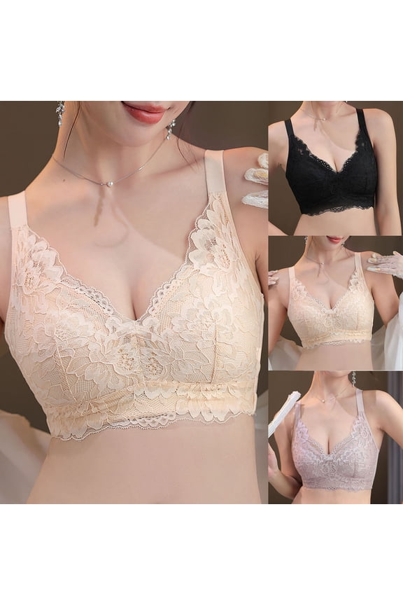 Women Solid Wireless Open Back Bra Lift Back Support Bra