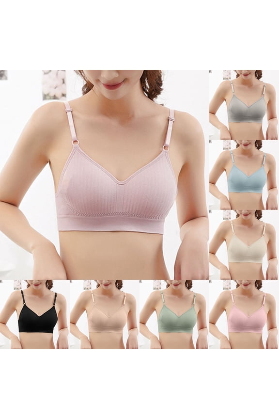 Women Solid Wireless Open Back Bra No Hook Lift Support Bra