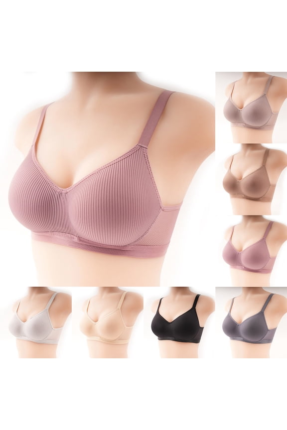 Women Solid Wireless Open Back Bra Side Support Lift Support Bra