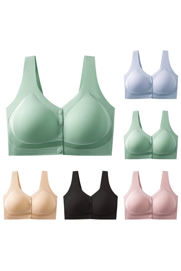 Women Solid Wireless Open Back Seamless Bra Lift Back Support Bra