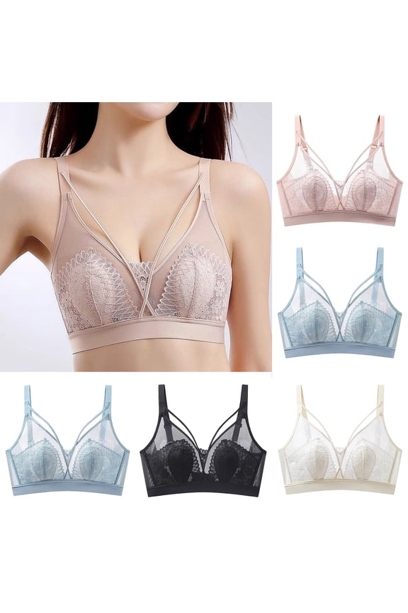 Women Solid Wireless Open Back Seamless Bra Lift Support Bra