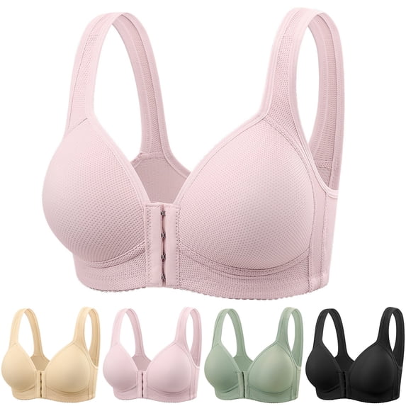 Rvasteizo Front Closure Bras for Womens Breathable Push Up Wireless Shaping Thin,XL