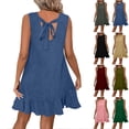thumbnail image 1 of Rvasteizo Women Tank Dress Sleeveless Ruffle Zip Up Loose Knee Length Dress, 1 of 5