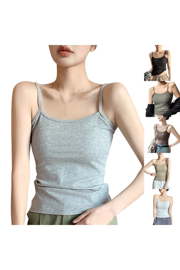 Tank Tops for Women Small Thin Strap Round Neck Summer Breathable Ladies Daily Loose Camisole Blouse