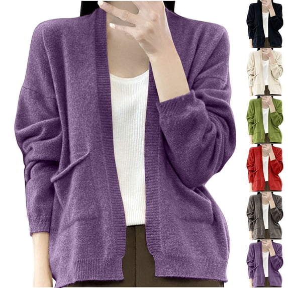 Rvasteizo Women's Cropped Button-down Cardigan Sweater Fall Winter Long Sleeve