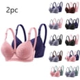 thumbnail image 1 of Rvasteizo Women's Underwire Bra Lace Embroidery Breathable Push Up 2 Pack Comfortable,M, 1 of 4