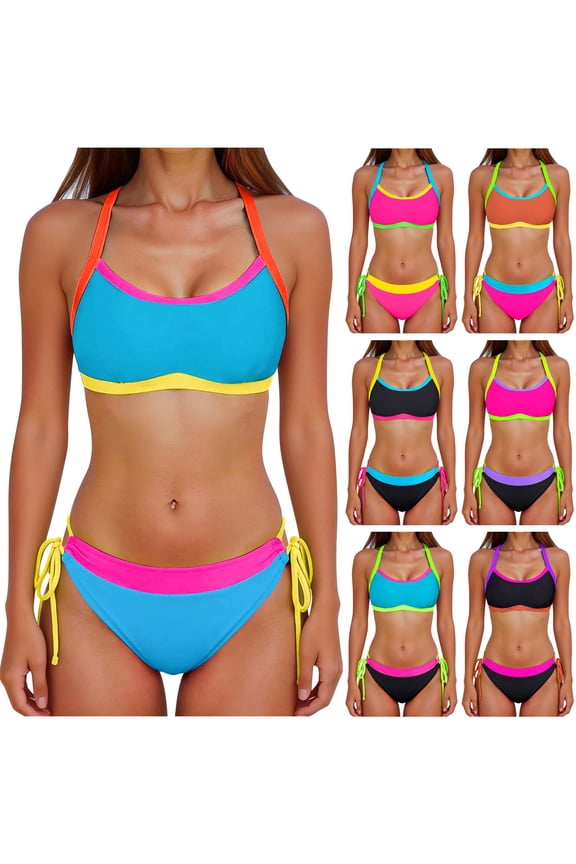 Womens Bikinis Set 2 Piece Swimsuit Color String Beach