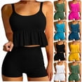 thumbnail image 1 of Rvasteizo Womens Bikinis Set 2 Piece Swimsuit Strap Top And Boy Shorts Beach Wear, 1 of 5