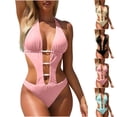 thumbnail image 1 of Rvasteizo Womens Bikinis Set Solid Color Backless 2 Piece Swimsuit Wave Bikini, 1 of 5