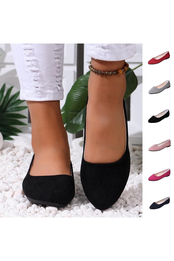 Womens Closed Toe Closed Heel Shoes Solid Pull-On Lazy Flat Summer