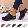 thumbnail image 1 of Rvasteizo Slides for Women Solid Closed Toe Thick Sole Trendy Summer Outdoor Wedge Heels Wide Size Shoes, 1 of 5