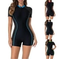 thumbnail image 1 of Rvasteizo Womens OnePiece Bikini Set Color Short Sleeve Surfing Swimsuit Guard, 1 of 5