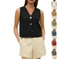 thumbnail image 1 of Rvasteizo Womens Summer Round Neck Tank Top Solid Color Sleeveless Round Neck Paw Print Casual Summer Top, 1 of 5