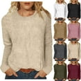 thumbnail image 1 of Rvasteizo Womens Summer Short Sleeve Round Neck Blouses Shirts Solid Color Loose Fitting Long Sleeve Top, 1 of 5