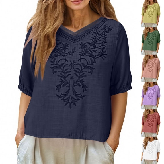 Rvasteizo Womens Summer Short Sleeve V Neck Blouses Shirts Print Knit Cardigan Open Front Top