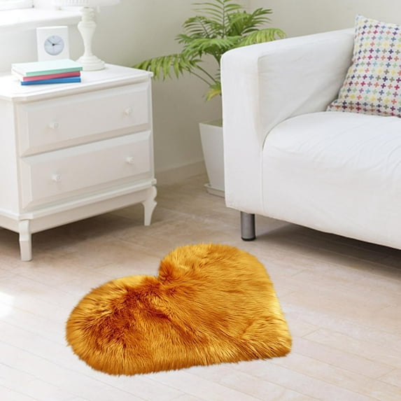 Rvasteizo Wool Imitation Sheepskin Rugs Faux Non Slip Bedroom Carpet Mats, Orange
