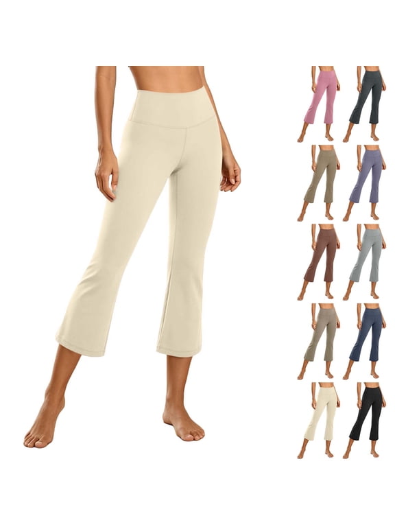 Yoga Pants for Womens High Elastic Flared 7/8th Fashion Capris