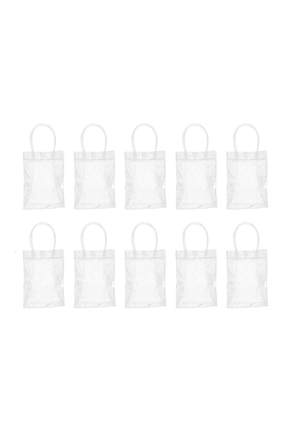 10pcs PVC Clear Tote Bags with Handle Multipurpose Handbag Household for Indoor Outdoor Traveling Camping Organizer