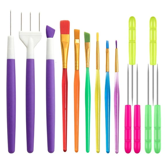 Rvaymup 15Pcs Fondant Tools Exhaust Needle Carving Knife, DIY Cake Carving Knife Hook Line Drawing Brush for Sugar Paste Flowers