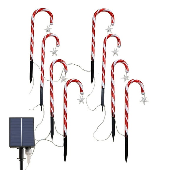 Rvaymup 1Set Christmas Candy Cane Lights Built in 3.7v/1200mah Lithium Battery Christmas Decoration Light String Pentagram