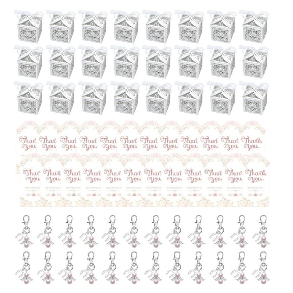 Rvaymup 24pcs Angelic Charm Keychains and Box Set with Thanks Cards for Special Event