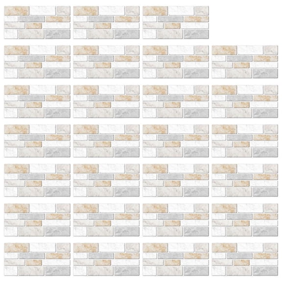 Rvaymup 27pcs Imitation Marble Brick Tile Stickers DIY Self Adhesive Kitchen Floor Wall Sticker Bathroom Home Decoration 20x10cm