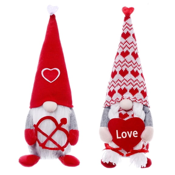 Rvaymup 2pcs Valentines Day Gnome Plush Mr and Mrs Scandinavian Tomte Elf Decorations Love Heart Swedish Gnomes Dwarf Figurines
