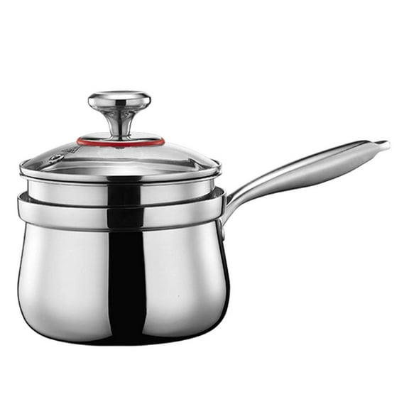 Rvaymup 304 Stainless Steel Soup and Milk Pots Multifunctional Metal Stewpan Saucepan Practical Cookware with Glass Lid Cover