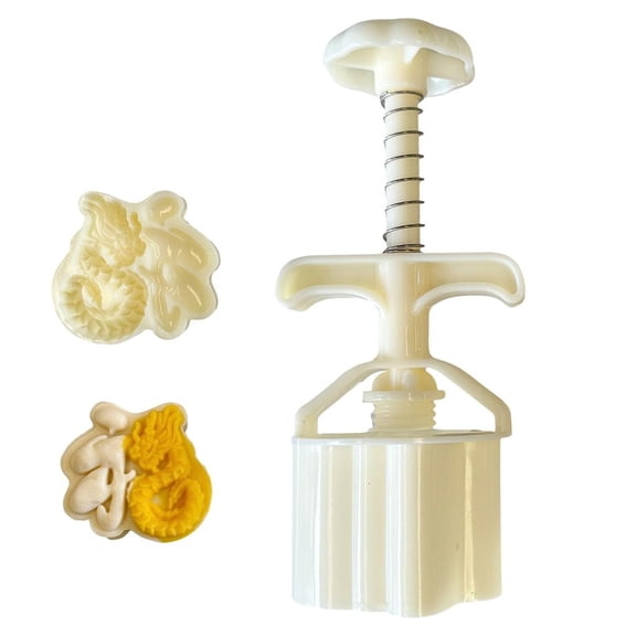 Rvaymup 3D Dragon Pattern Moon Cake Molds Cookie Stamps Hand Press Cookie Dessert Cutter