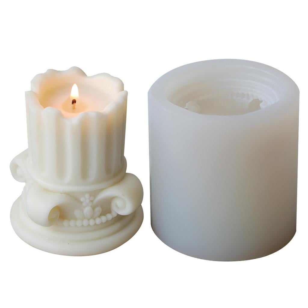 Rvaymup 3D European Roman Column Candle Mold Silicone Clay Soap Mould for Making Soy Wax