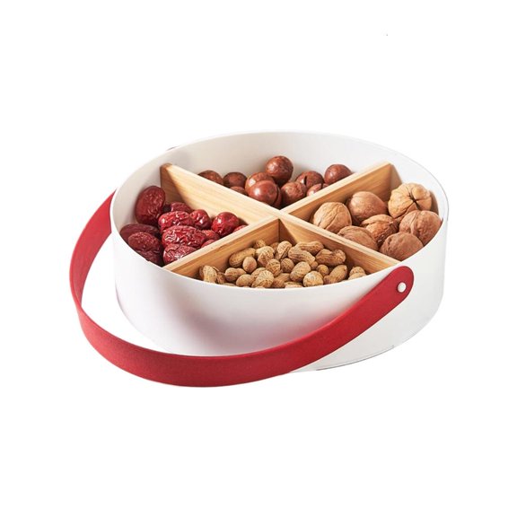 Rvaymup 4 Compartment Dry Food Storage Tray Divided Servings Tray Snacks Platters Organizers for Candy, Fruits, Nut, Snacks
