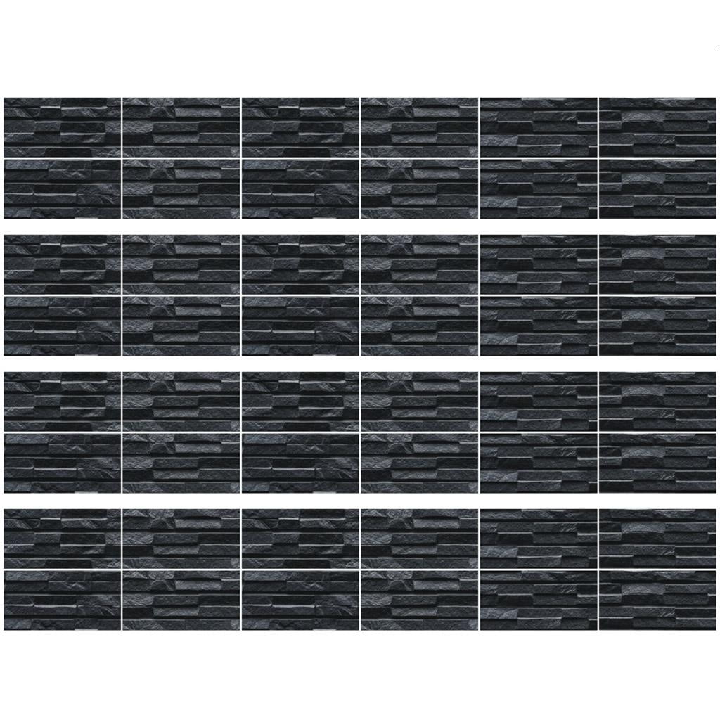 Rvaymup 48 Sheet Self Adhesive Tile Stickers Peel and Stick Backsplash 3D Black Wall Decals Murals Bathroom Kitchen Counter Top Decoration