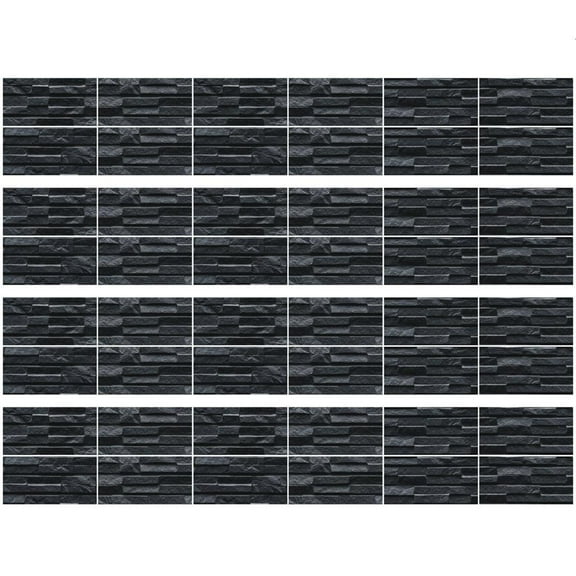 Rvaymup 48 Sheet Self Adhesive Tile Stickers Peel and Stick Backsplash 3D Black Wall Decals Murals Bathroom Kitchen Counter Top Decoration