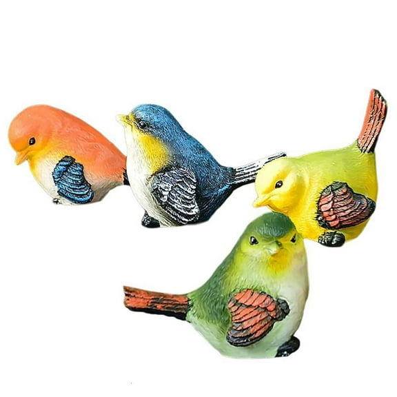 Rvaymup 4Pcs Garden Statues Resinl Bird Art Sculpture Standing Figurine Outdoor Decors