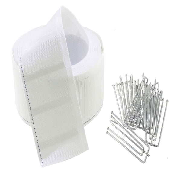 Rvaymup 6 Meter Curtain Pleat Tape Pleater Tape for Curtains Included 15Pcs 4 Prongs Curtain Pleater Hooks Curtain Accessories