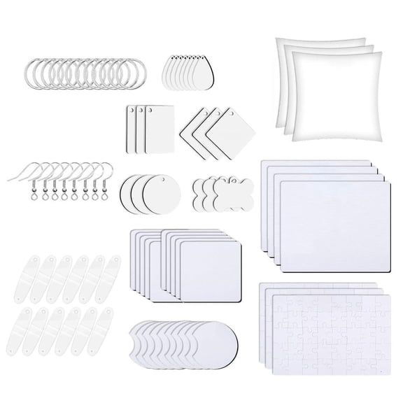 Rvaymup 82Pcs Acrylic Clear Blanks Heat Transfer Discs for Keyring Earrings Pillow Cover Coaster Mouse Pads Jigsaws Puzzle