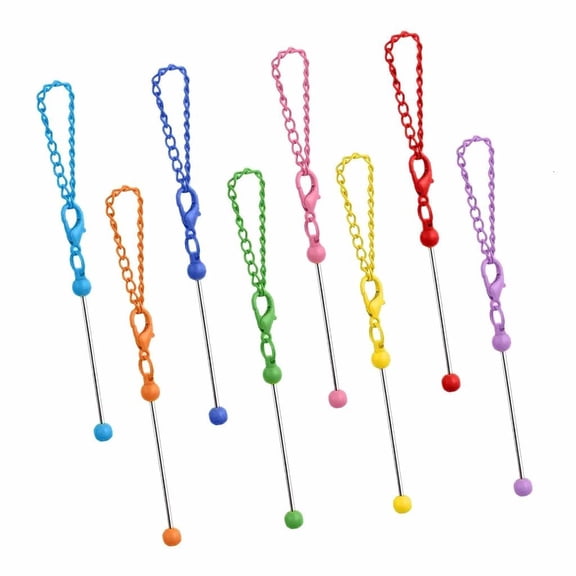 Rvaymup 8Pieces Beadable Keychain Beading Keyring Pendant Keychain Decoration Accessory