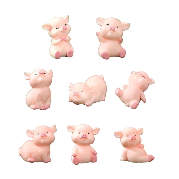 Rvaymup 8pcs Pig Statues Delicate Resin Car Decor for Special Event Room Enhancement