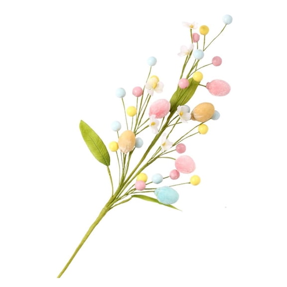 Rvaymup Artificial Easter Sprays with Pastels Easters Eggs Berries Decorative Spring Floral Stem Speckled Easter Pick Branch