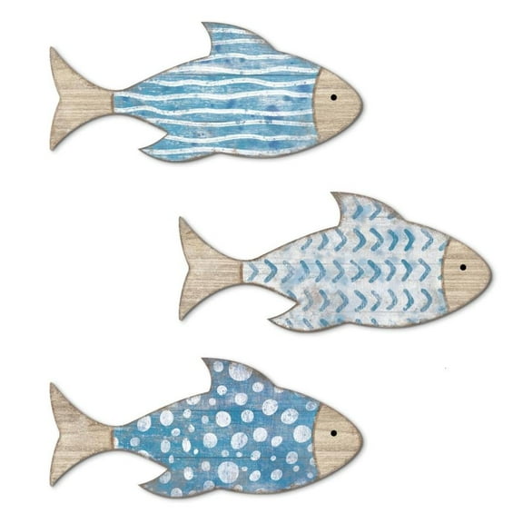 Rvaymup Coastal Wooden Fish Wall Decors Set of 3 For Coastal Interior Hanging Ornaments