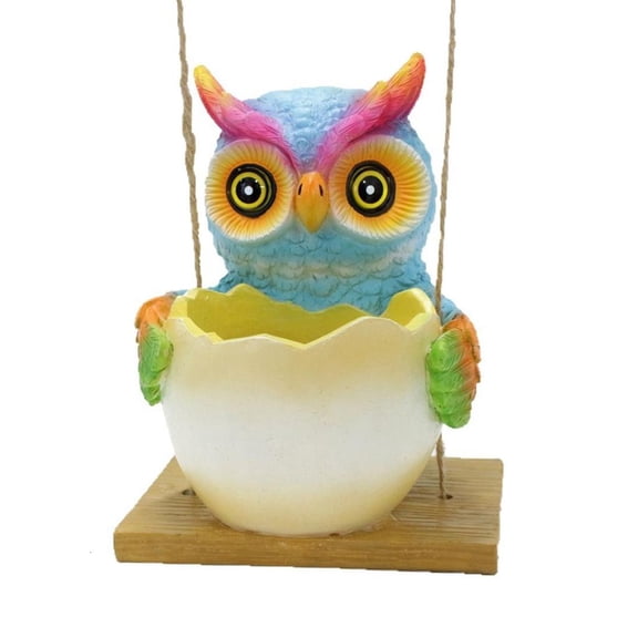 Rvaymup Creative Swing Owl Hanging Planter Resin Flower Pot for Bedroom and Living Room