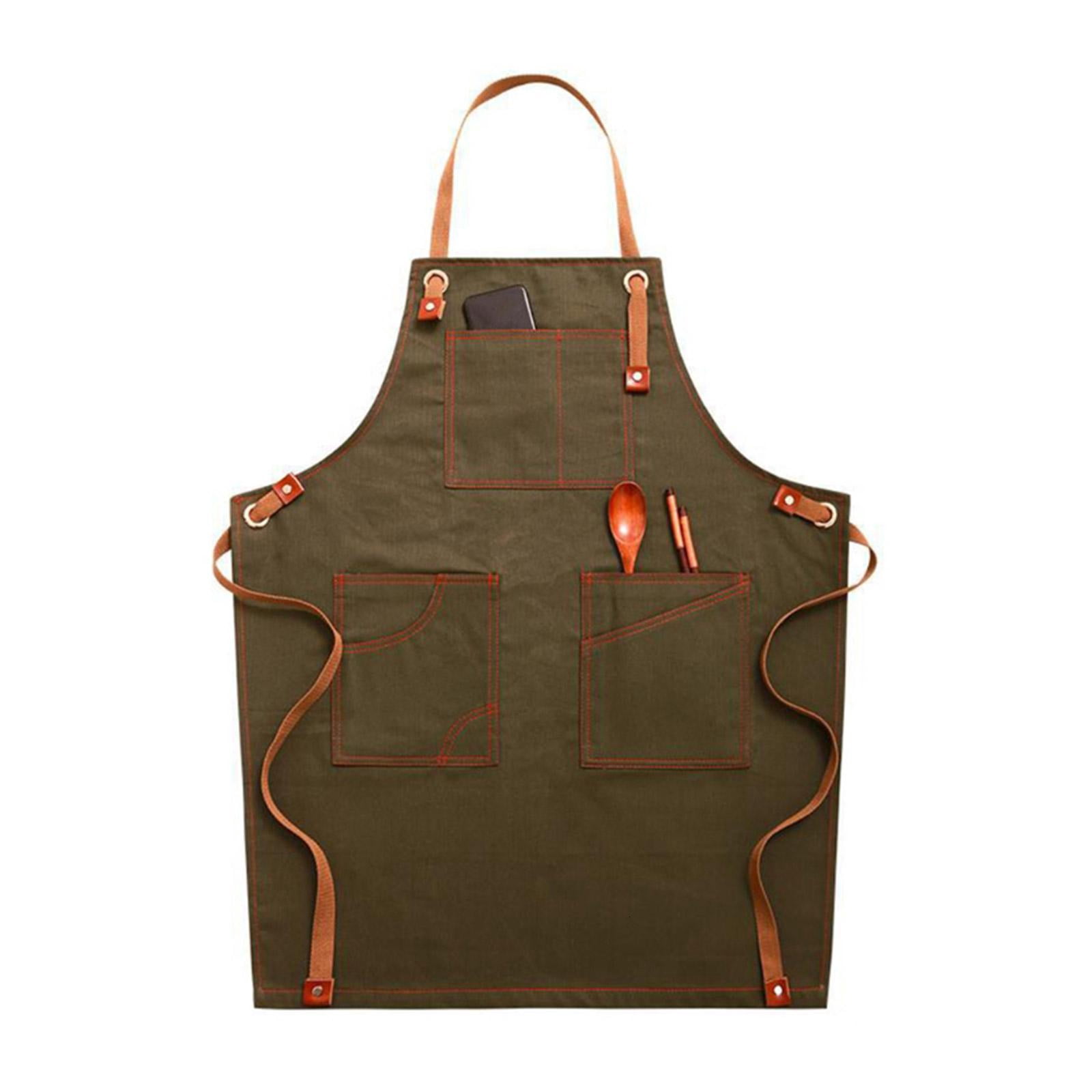 Apron Staps Rvaymup Denim Apron Adjustable Straps with Pockets Kitchen Waterproof ...