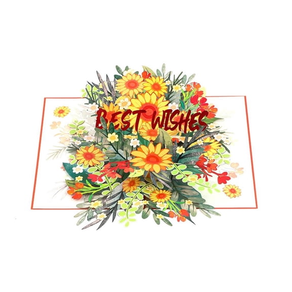 Rvaymup Elegant Orange 3D Rotating Sunflowers Paper Card Handmade Festival Greeting Card