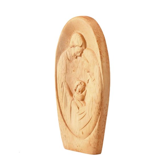 Rvaymup Family Statue Religious Wood Decorations Nativity Set Religious Family Scene Ornament Gift for Religious Believers